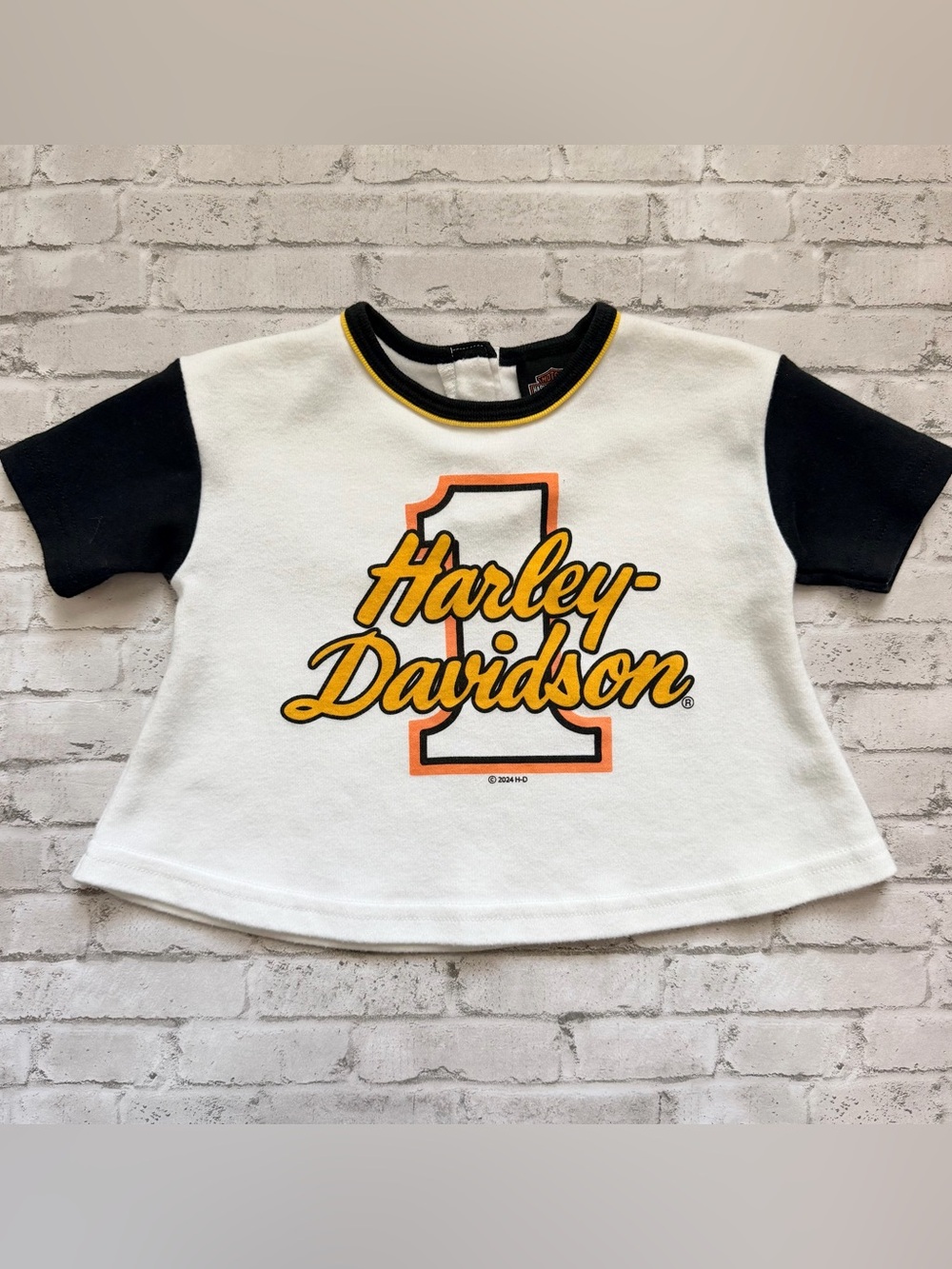 Harley-Davidson White & Black Number 1 Logo Kids Tee